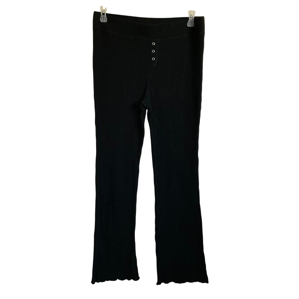 PJ Salvage Reloved Black Ribbed Flare Pajama/Lounge Pants - Size Large
